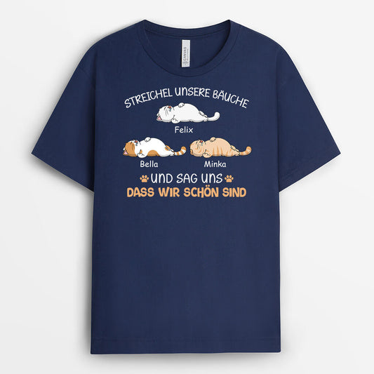 3389AGE2 streichel meinen bauch und sag mir dass ich schon bin personalisiertes t shirt fur katzenliebhaber