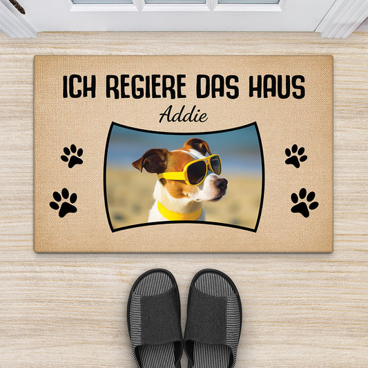 3397DGE2 wir regieren das haus personalisierte fussmatte mit foto fur hundeliebhaber