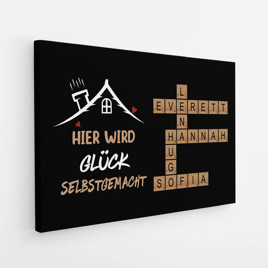 3429CGE2 hier wird gluck selbstgemacht personalisierte leinwand fur die familie