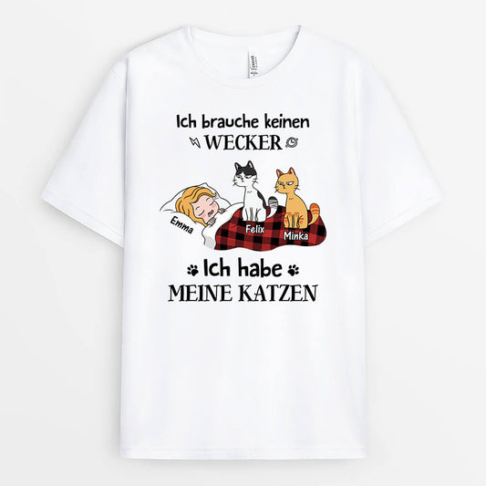 3449AGE1 ich brauche keinen wecker lustiges t shirt fur katzenliebhaber