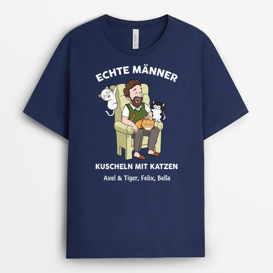 3481AGE2 echte manner kuscheln mit katzen lustiges t shirt fur katzenliebhaber personalisieren