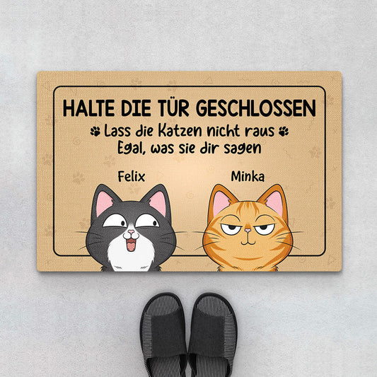 3485DGE1 halte die tur geschlossen lass die katzen nicht raus lustige fussmatte fur katzenliebhaber personalisiert