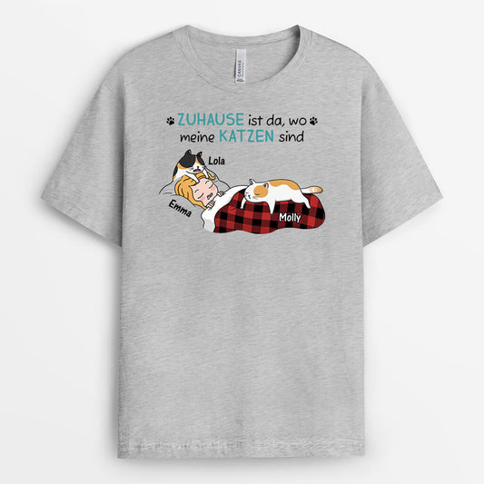 3493AGE2 zuhause ist da wo meine katzen sind personalisiertes t shirt fur katzenliebhaber