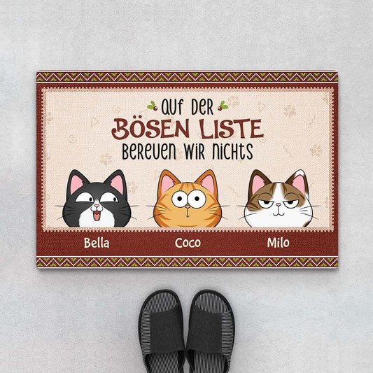3516DGE1 auf der bosen liste bereuen wir nichts personalisierte fussmatte fur katzenhalter