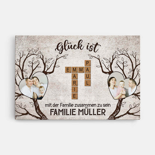 3549CGE1 gluck ist mit der familie zusammen zu sein kreuzwortratsel personalisierte leinwand fur die familie