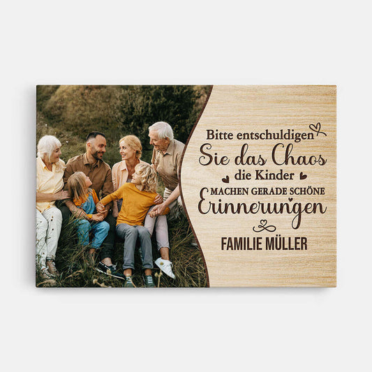 3553CGE1 bitte entschuldigen sie das chaos die kinder machen gerade schone erinnerungen personalisierte leinwand fur die familie mit foto