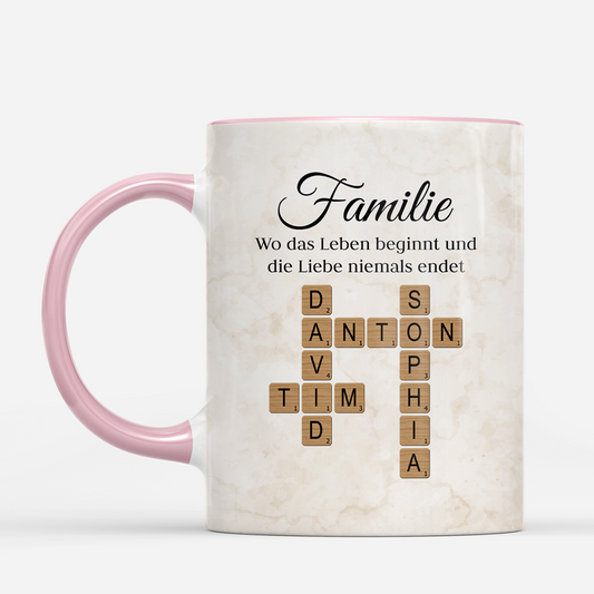 3591MGE2 familie wo das leben beginnt und die liebe niemals endet personalisiertes kreuzwortratsel geschenk tasse 3591m8f5i