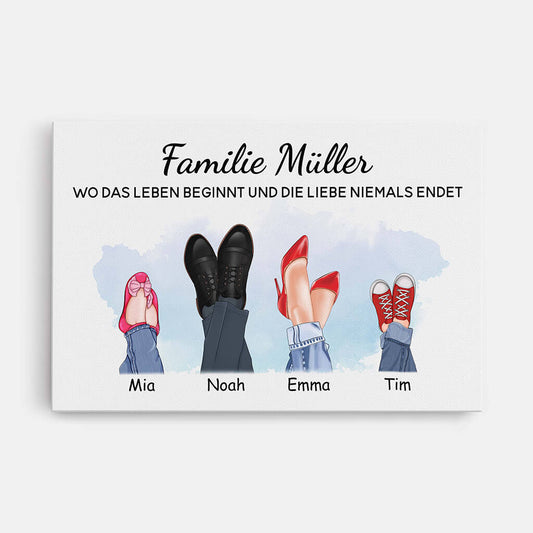 3593CGE1 familie wo das leben beginnt und die liebe niemals endet personalisierte leinwand fur die familie
