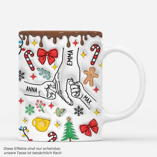 3621MGE1 mama und kinder hand in hand personalisierte weihnachtstasse mit 3d inflated effekt fur mamas