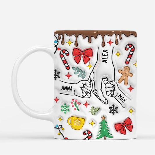 3621MGE2 mama und kinder hand in hand personalisierte weihnachtstasse mit 3d inflated effekt fur mamas