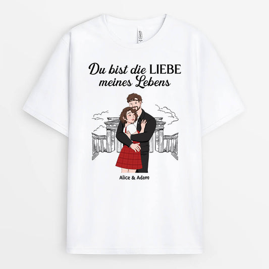 3668AGE1 du bist die liebe meines lebens personalisiertes t shirt fur paare