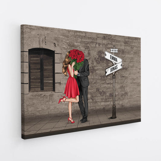 3729CGE2 strasse im vintage look romantische leinwand fur paare personalisiert