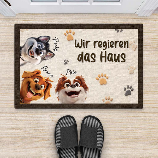 3885DGE2 wir regieren das haus hunde 3d personalisierte fussmatte fur hundeliebhaber 3885D6M5C