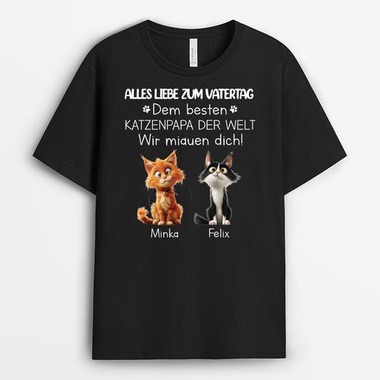 3969AGE1 vatertag katzenpapa wir miauen dich schwarzes t shirt katze personalisiert 3969A8T5D