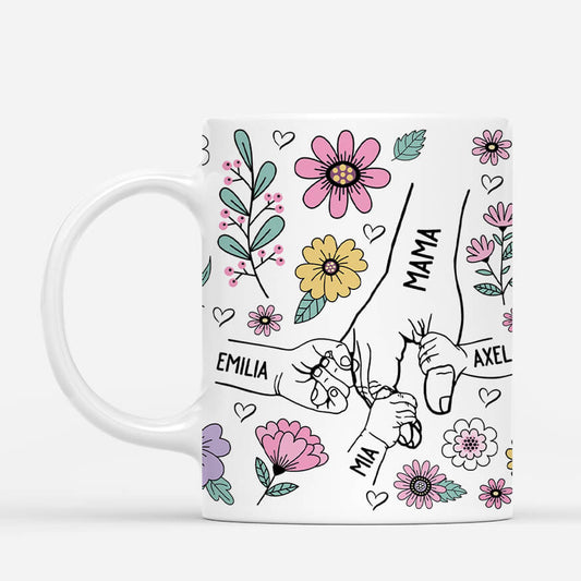 3977MGE1 hand by hand blumen 2d personalisierte tasse fur mamas 3977M8M5A