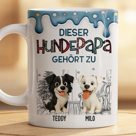 3d druck effekt dieser hundepapa gehort zu personalisiertes hunde geschenk tasse punktchenmuster 9036mafoc