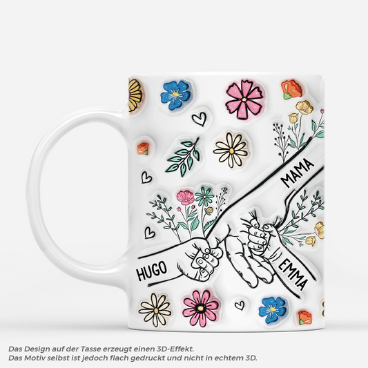 4209MGE1 3d druck effekt mama und kinder bunte blumen personalisierte tasse mama 4209M3N5A