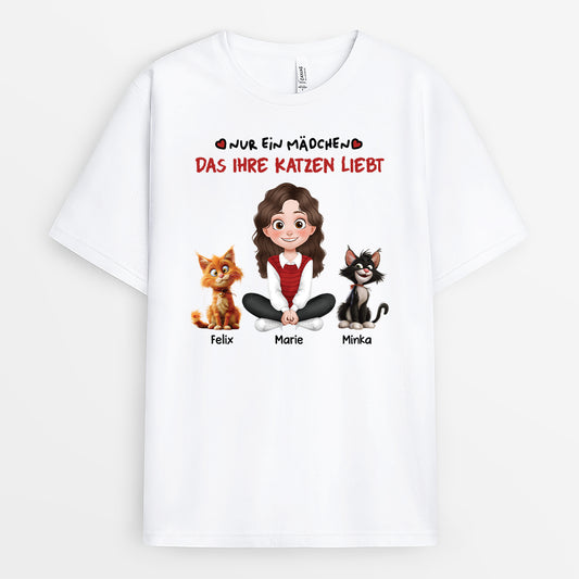 4255AGE1 einfach ein madchen das ihre katzen liebt personalisierte katze t shirts 4255A8K0D