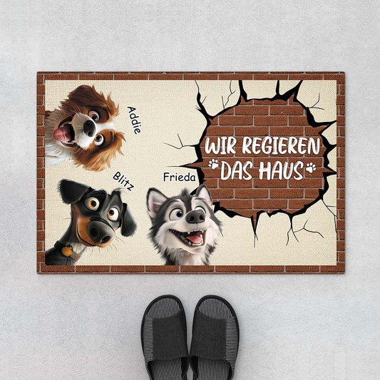 4264DGE1 wir regieren das haus hunde cartoon fussmatte hund personalisieren_ 4264DTD5C