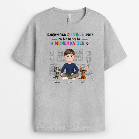 4285AGE2 ich bin lieber bei meinen katzen stehend personalisierte katze t shirts 4285AKK0D