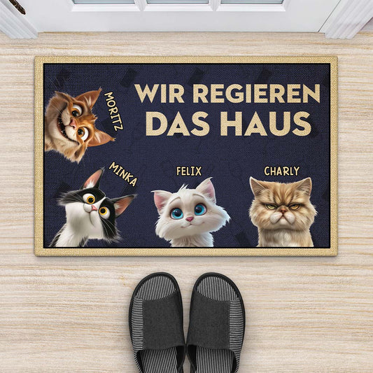 4344DGE2 ich regiere das haus cartoon lustige fussmatte personalisiert katze_ 4344DTT5D