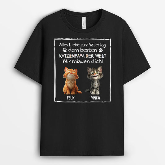4419AGE1 frohen vatertag katzenpapa schwarzes t shirt katze personalisiert 4419AKM5D