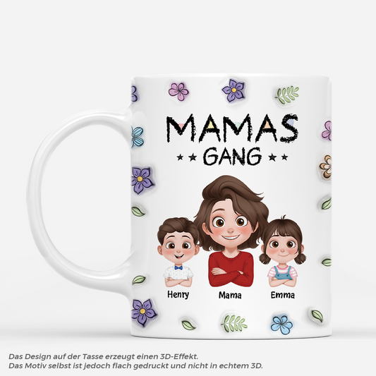 4499MGE1 3d druck effekt mamas gang cartoon blumen personalisierte tasse mama 4499M
