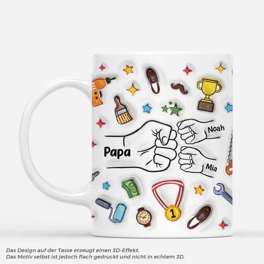 4547MGE1 3d druck effekt papa und kinder faustgruss personalisierte tasse papa 4547M565B