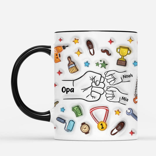 4547MGE2 3d druck effekt papa und kinder faustgruss personalisierte tasse papa 4547M565B
