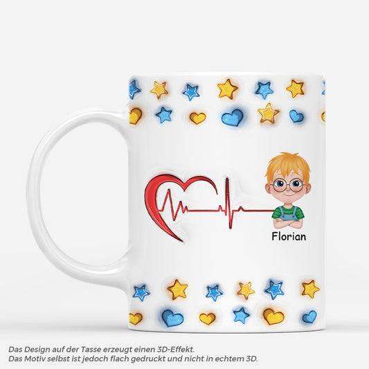 4604MGE1 3d druck effekt kinder elektrokardiogramm herzen sterne personalisierte tasse familie 4604M3Q0B