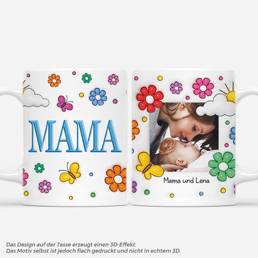 4700MGE1 3d druck effekt mama blumen personalisierte tasse mama mit foto 4700M
