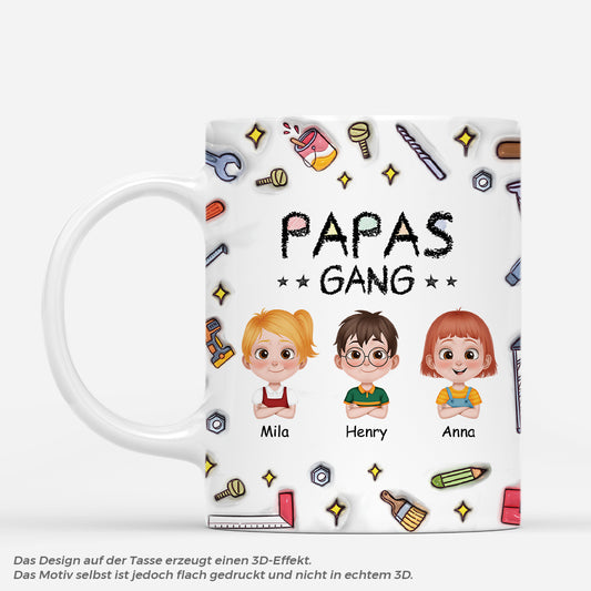 4723MGE1 3d druck effekt papas gang kinder cartoon werkzeug personalisierte tasse papa_ 4723M5T0B