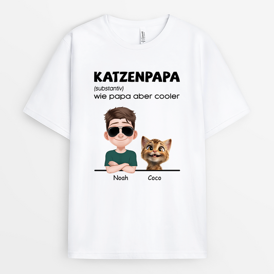 4808AGE1 definition katzenpapa cartoon weisses t shirt katze personalisiert 4808AKH0D