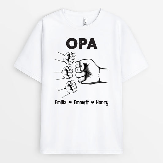 4859AGE2 papa und kinder mit faust t shirt papa personalisiert_ im basic stil 4859A8Q0B