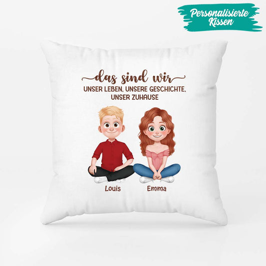 5091PGE2 unser leben unsere geschichte unser zuhause partner kissen personalisiert 5091P