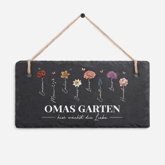 5249AGE1 omas garten blumen personalisiertes geschenk garten schiefer gartenschild omamama 5249aetpta