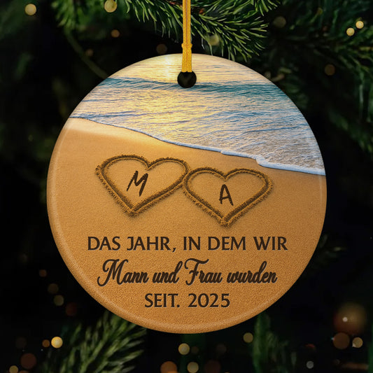 5631OGE1 das jahr in dem wir mann und frau wurden personalisierter weihnachtsschmuck keramik paar 5631O8ZMG