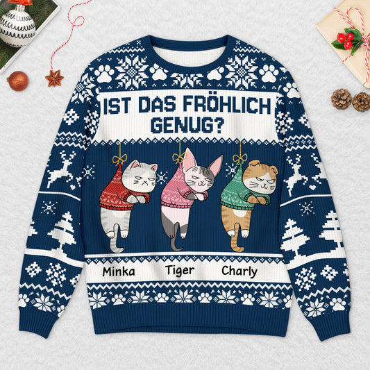 5641WGE2 ist das frohlich genug lustiger weihnachtspullover katze personalisiert_ hangen 5641WKMCD