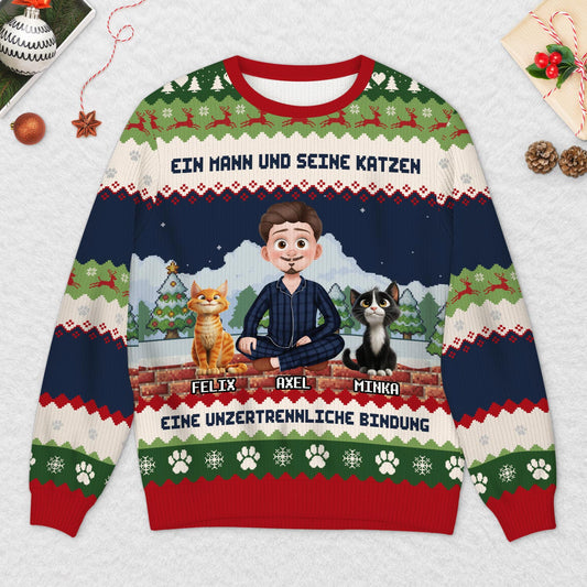 5709WGE2 eine unzertrennliche bindung zwischen mensch katzen weihnachtspullover katze personalisiert_ 5709W8TAD
