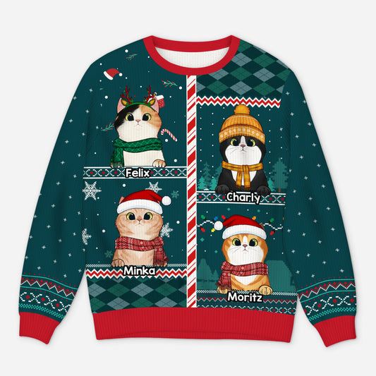 5772WGE1 bilderrahmen katzen weihnachtspullover katze personalisiert_ 5772WKYAD