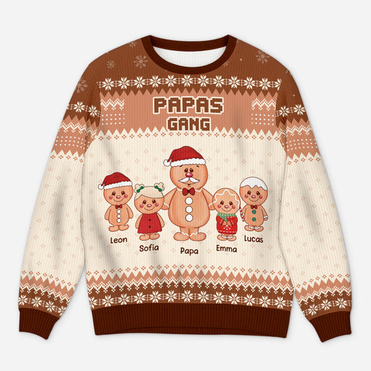 5775WGE1 papas gang lebkuchenmann personalisierter weihnachtspullover_ papa 5775WKQTB