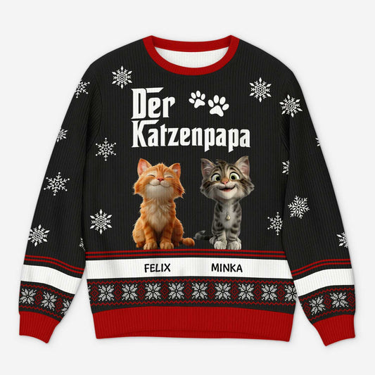 5782WGE1 der katzenpapa weihnachtspullover katze personalisiert_ 5782WKFCD