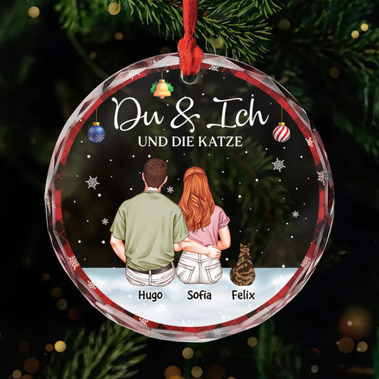 5786OGE1 du ich und die katzen personalisierter weihnachtsschmuck_ glas paare 5786OKT0D