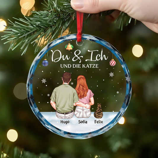 5786OGE2 du ich und die katzen personalisierter weihnachtsschmuck_ glas paare 5786OKT0D