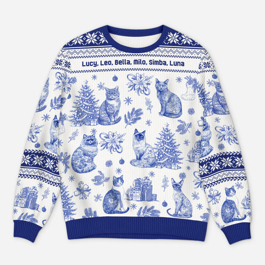 5799WGE1 katzen toile de jouy weihnachtspullover katze personalisiert_ 5799WTMMD