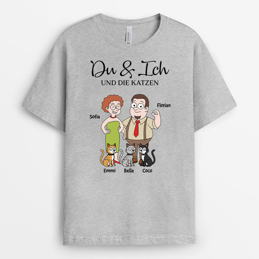 5854AGE2 du ich und die katze partner t shirt personalisiert 5854AKQ7D