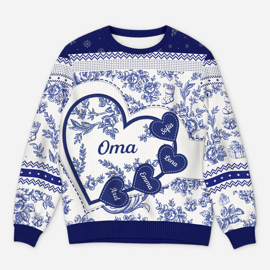 5879WGE1 toile de jouy omas herzen personalisierter weihnachtspullover_ oma 5879WKMTA