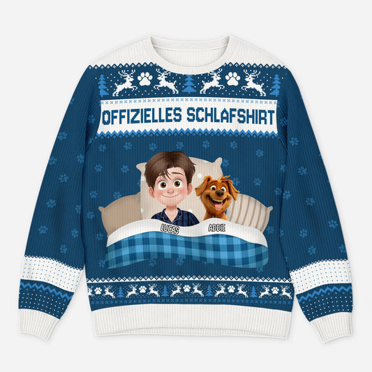 5947WGE1 offizielles schlafshirt weihnachtspullover hund personalisiert 5947WKLNC
