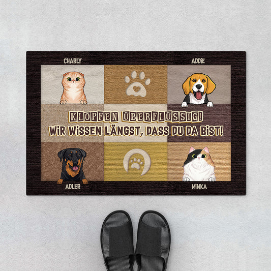 5999DGE1 klopfen uberflussig ich weiss langst dass du da bist personalisierte fussmatte katze_ hund 5999D6QQA_47af81f2 6b03 4c78 98cf 42a7ce14644f