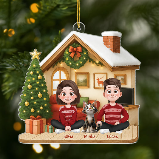 6032OGE1 du ich und die katzen personalisierter weihnachtsschmuck_ acryl schwules paar 6032O